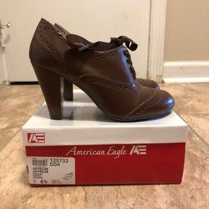 American Eagle Brown Oxford Heel Booties